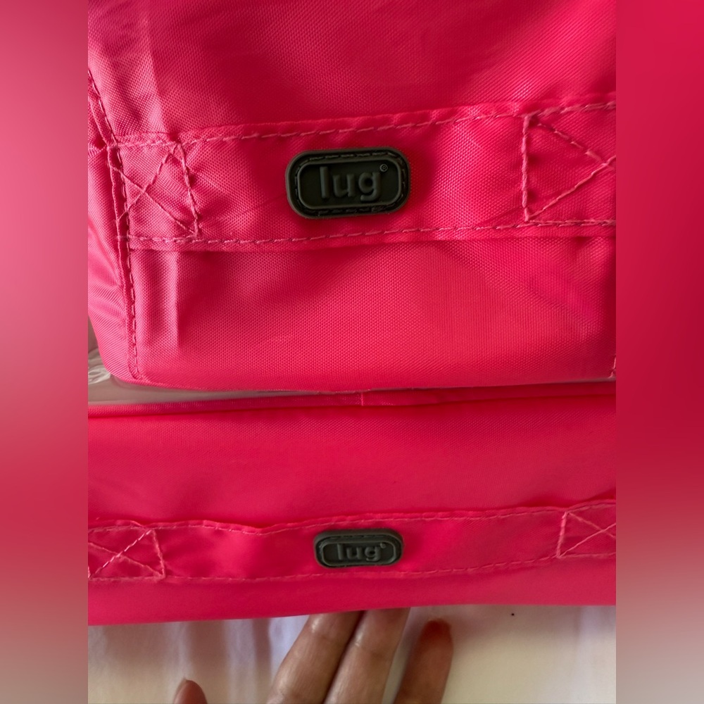 Lug Sky Cubbies Zipper Storage 2 Piece Set Resort Magenta Pink & Clear - Picture 3 of 7
